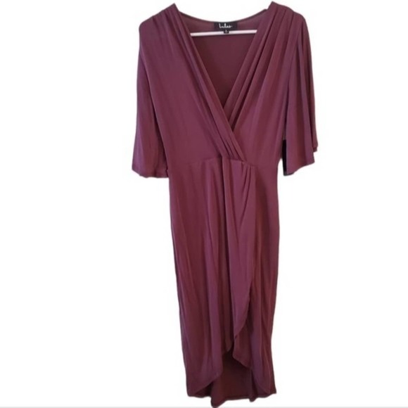 LULU'S Women's Dulcet Washed Purple Surplice Midi Dress Washed Purple Small - Picture 2 of 7